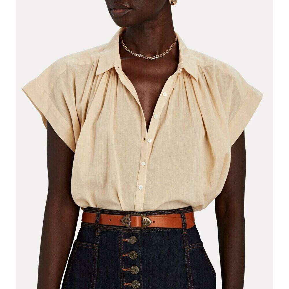 Nili Lotan Normandy Tunic Shirt Top Cotton Kimono Collared Oversized M 289657